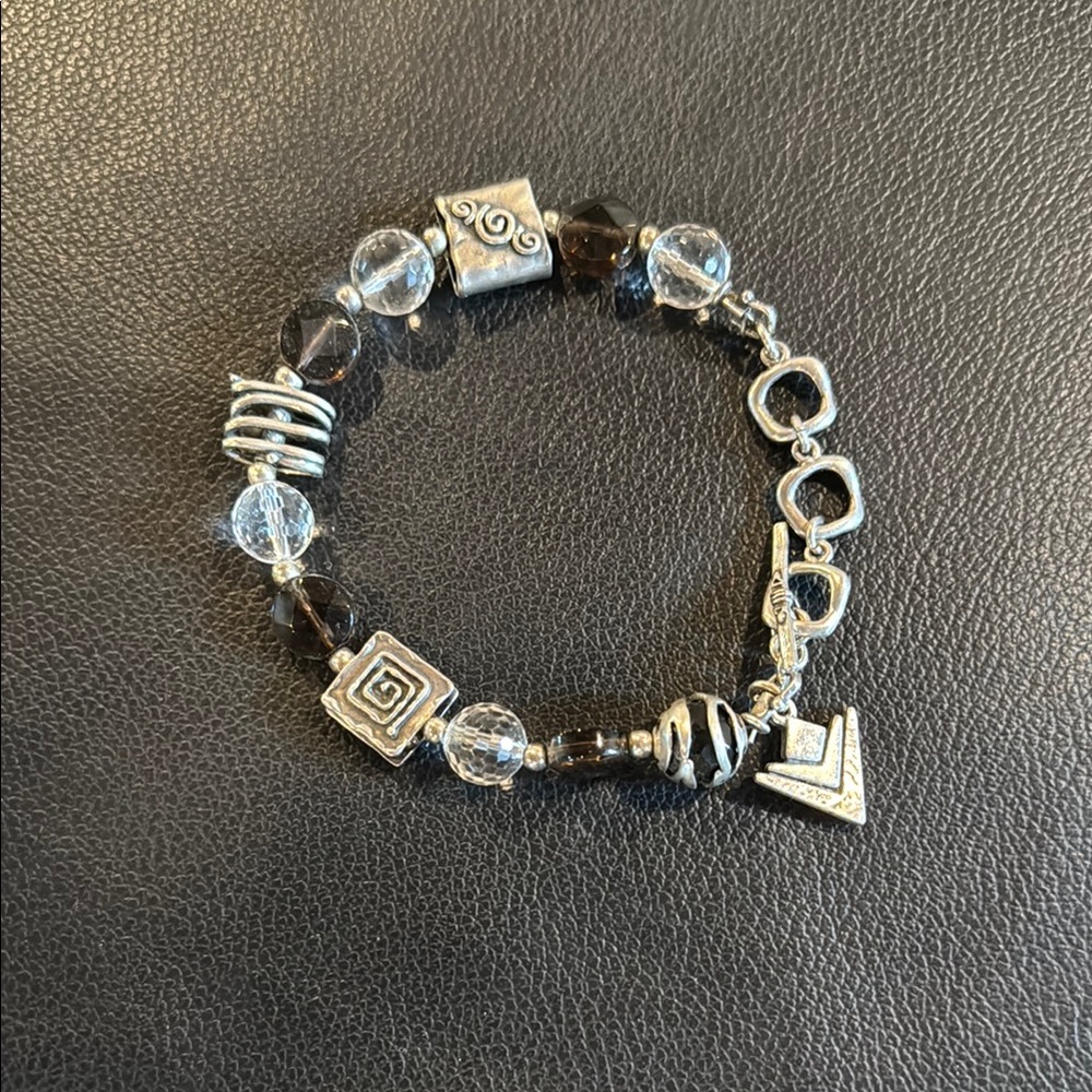Silpada Silver and Black Charm Bracelet with Antique Finish